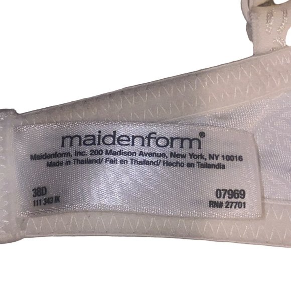 Maidenform Padded T-Shirt Bra Size 38D Cream White Floral Underwire Lace VGUC - Picture 4 of 11